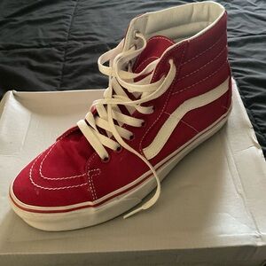 Red High-Top Sneakers with White Accents